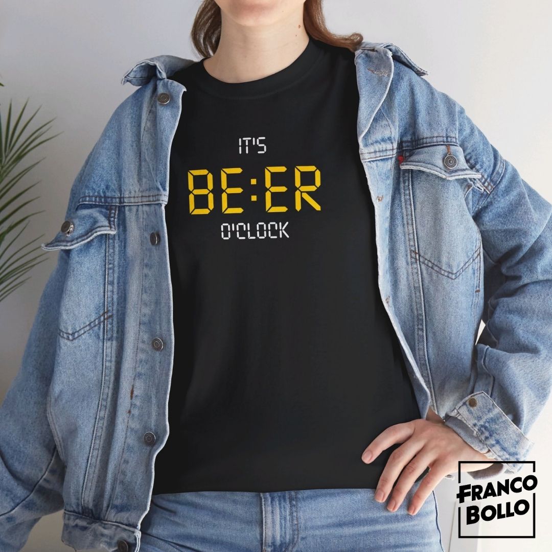 It's Beer O'Clock - Maglietta Divertente per Amanti della Birra