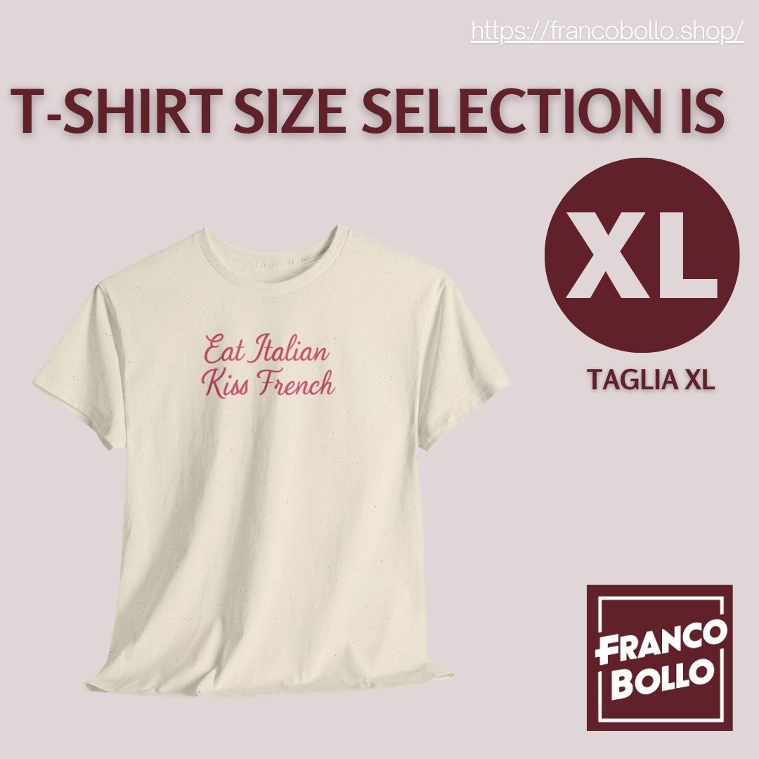 Maglietta “Eat Italian Kiss French” – T-shirt Divertente Unisex