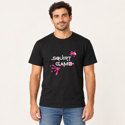Maglietta "Squirt Game" - Design ironico e sarcastico – maglietta indossata, vista frontale